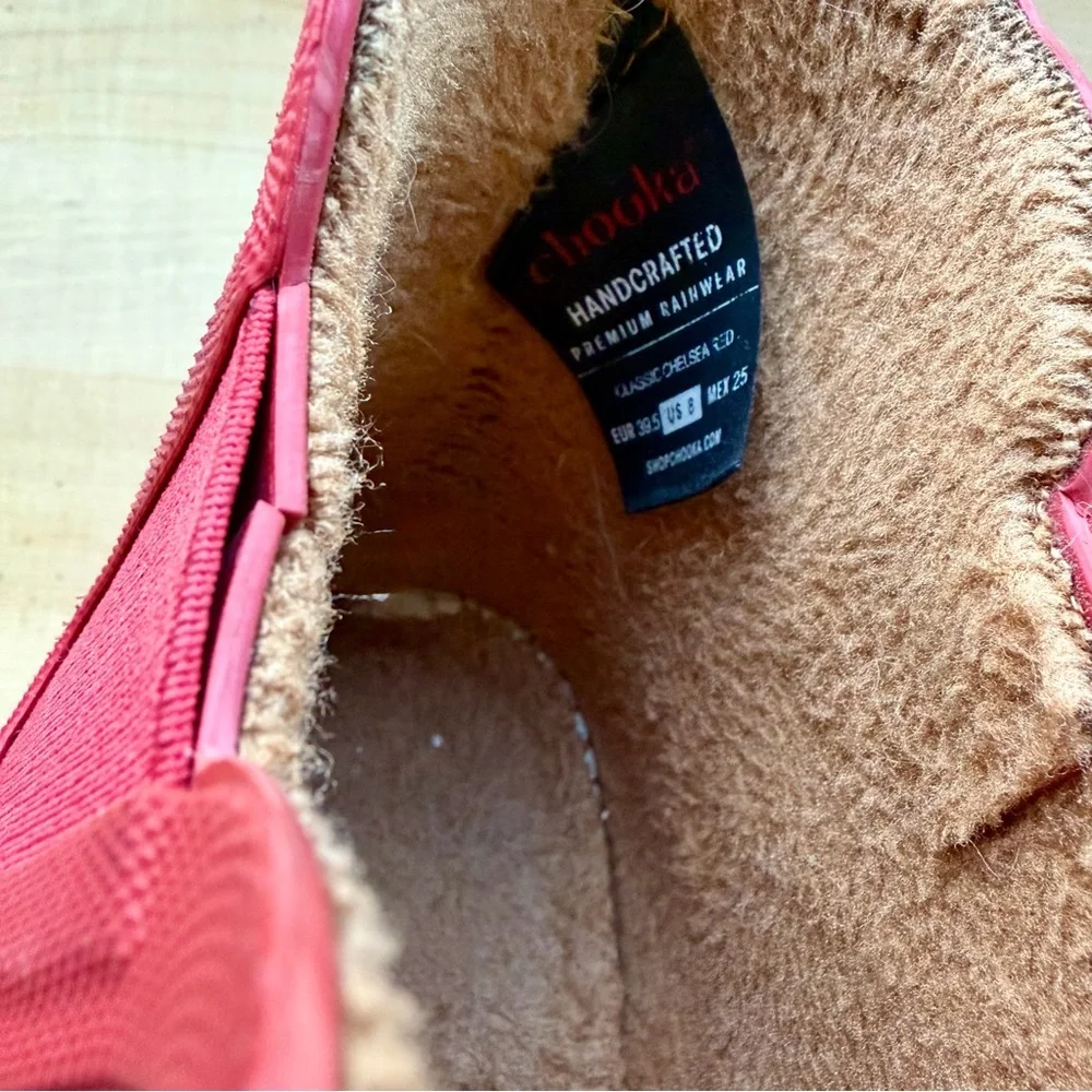 Chooka Size 8 Red Waterproof Short Chelsea Rain Boots Matte Festival